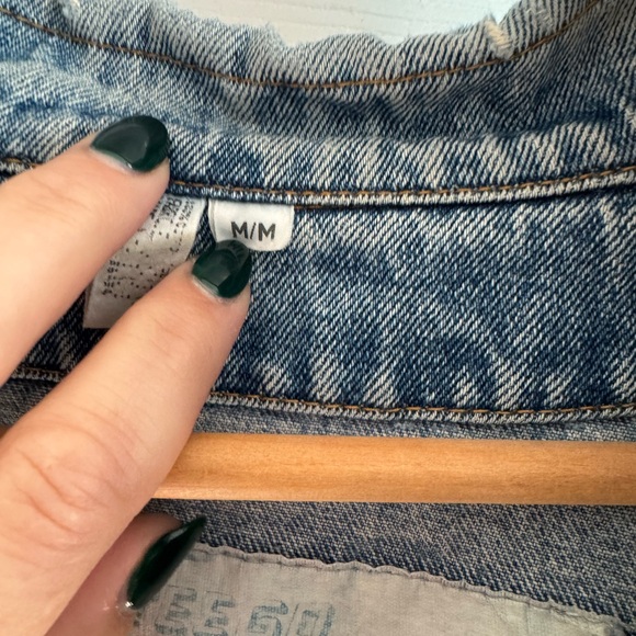 Freego Cropped Denim Jacket Womens Size Medium Blue Vintage Button Cotton - Picture 5 of 5